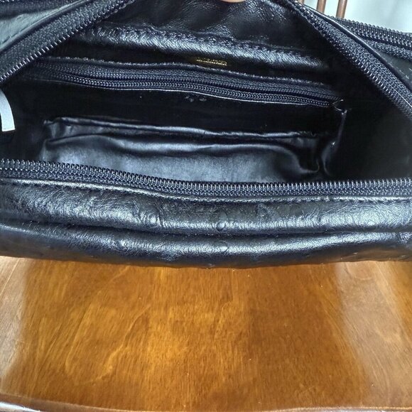 Marzo In Leather Vintage Never Used Black Leather Crossbody Bag Purse Ostrich - Picture 7 of 8